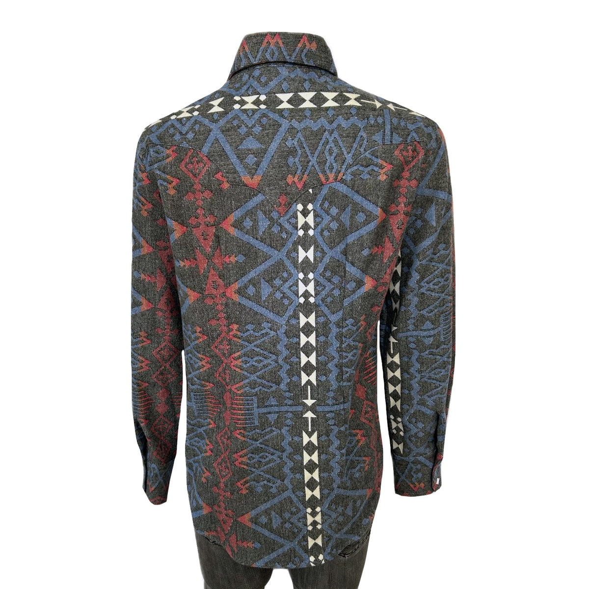 Women's Premium Flannel Jacquard Western Shirt by Rockmount Ranch Wear in vintage flannel with sawtooth pocket