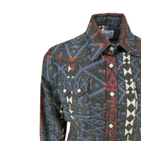 Women's Premium Flannel Jacquard Western Shirt by Rockmount Ranch Wear in black with blue and red plaid