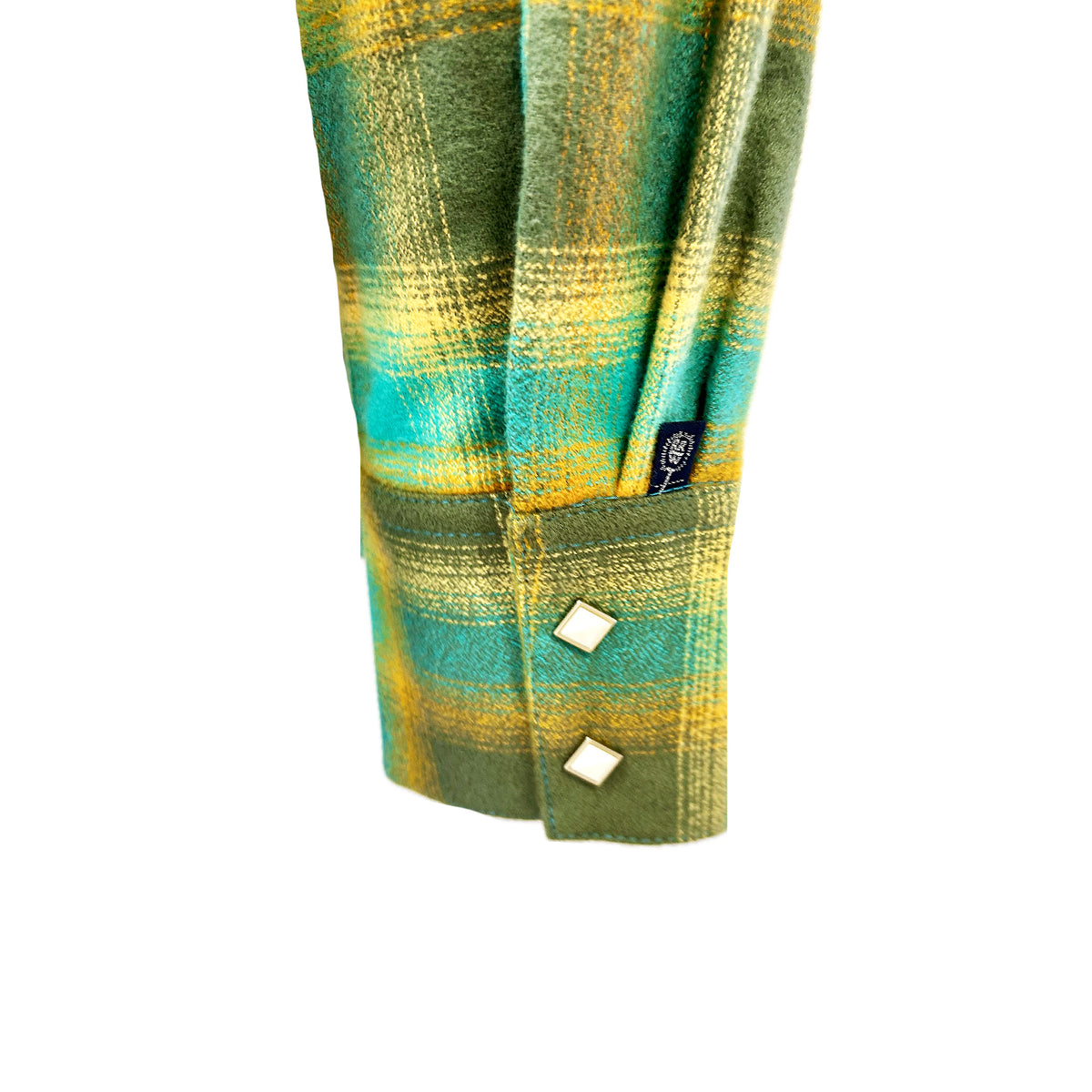 Women's Plush Green and Turquoise Plaid Flannel Western Shirt by Rockmount Ranch Wear with diamond snap front