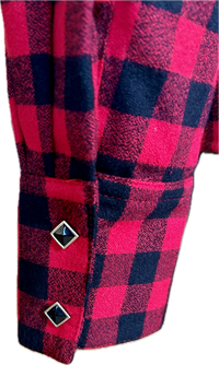Women's Plush Red and Black Buffalo Check Flannel Western Shirt by Rockmount Ranch Wear with diamond snap front