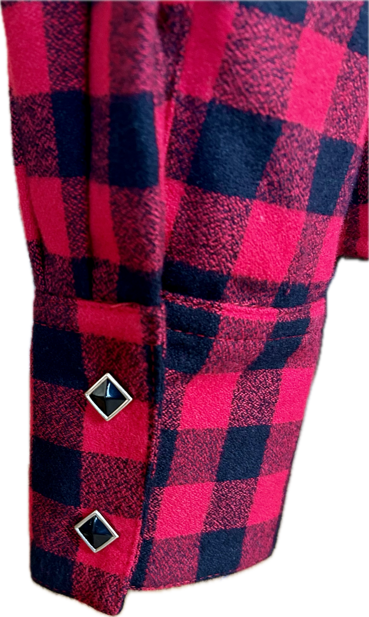 Women's Plush Red and Black Buffalo Check Flannel Western Shirt by Rockmount Ranch Wear with diamond snap front