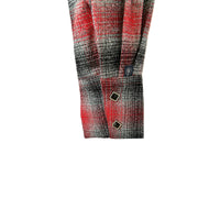 Women's Plush Red and Grey Plaid Flannel Western Shirt by Rockmount Ranch Wear with sawtooth pockets and diamond snaps