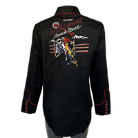 Women's Rockmount Bronc Vintage Embroidery Western Shirt by Rockmount Ranch Wear in black with heavily embroidered front