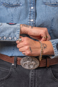 Women's Rockmount Bronc Vintage Embroidery Western Shirt in denim with embroidered western shirt and snap button shirt
