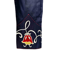 Women's Navy Art Deco Floral Embroidered Western Shirt by Rockmount Ranch Wear with cactus embroidery