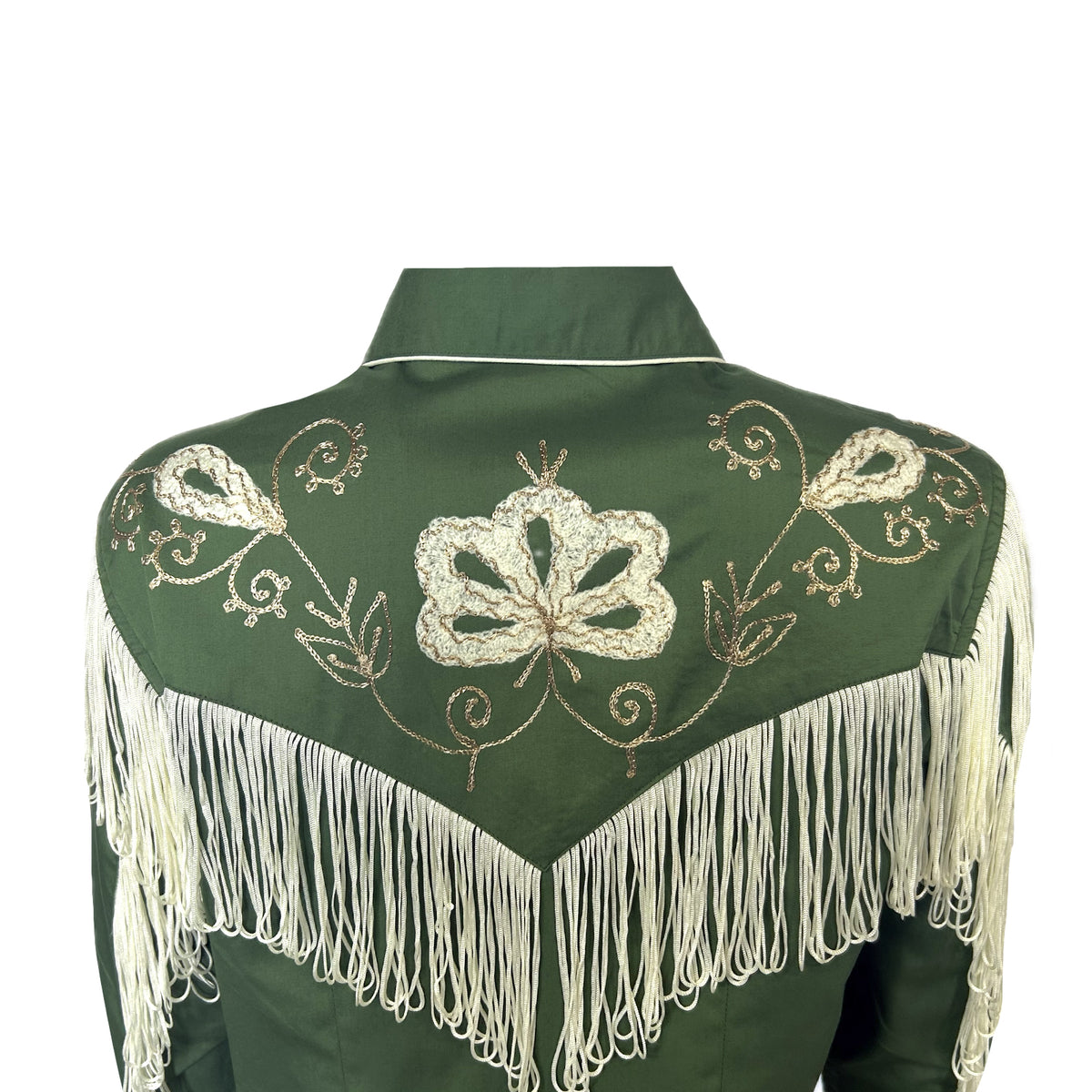 Women's Vintage Green Fringe Embroidered Western Shirt - Rockmount