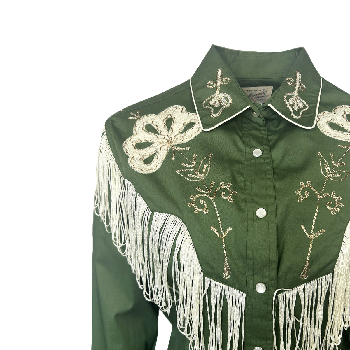 Women's Vintage Green Fringe Embroidered Western Shirt - Rockmount
