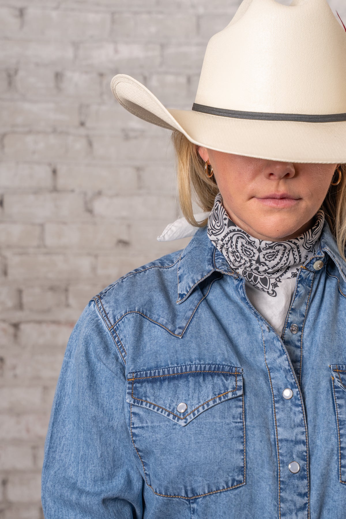 Women's Stonewashed Denim Classic Western Shirt by Rockmount Ranch Wear, western shirt with round pearl snaps
