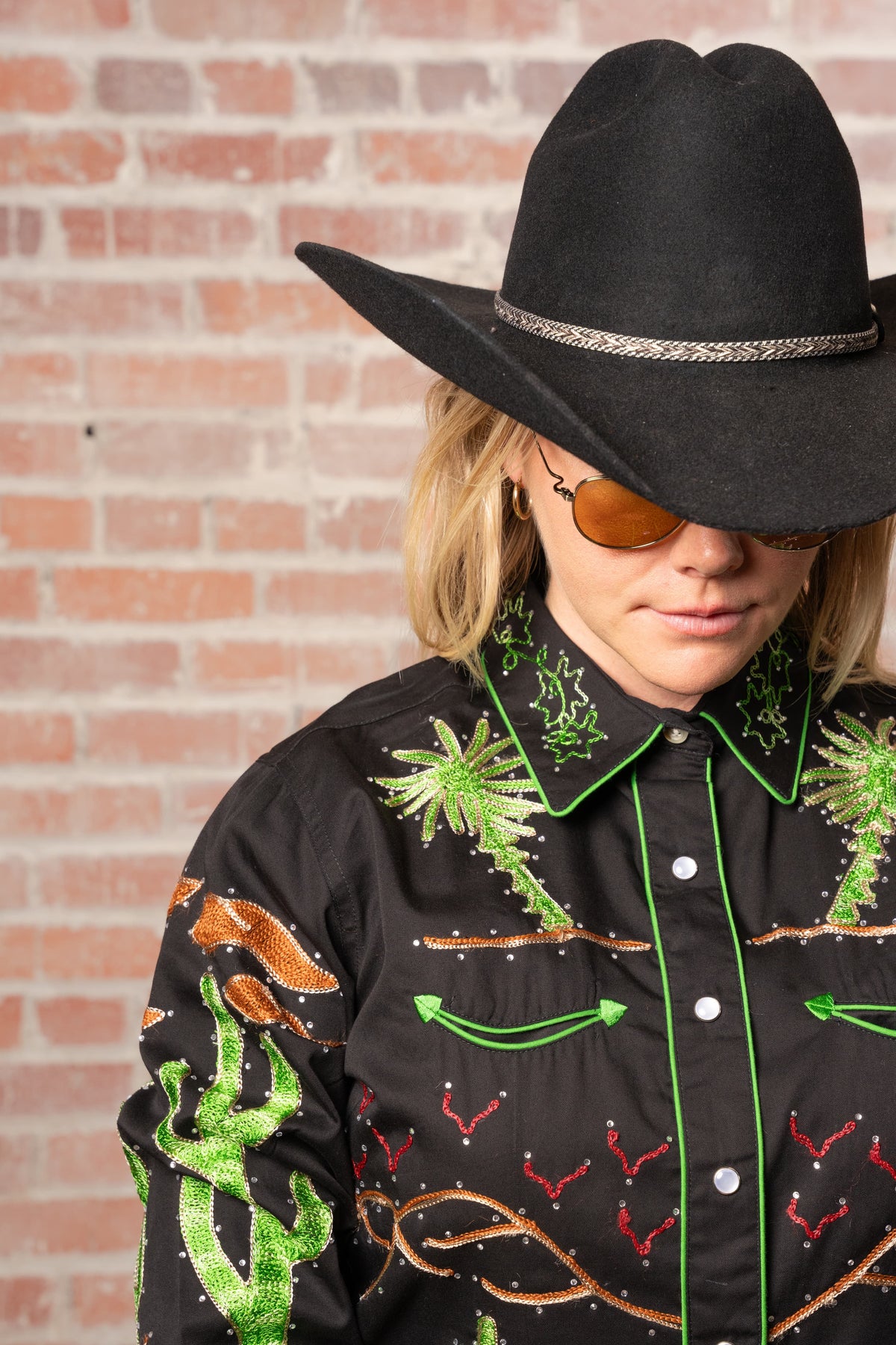 Women's Black Porter Wagoner Embroidered Western Shirt by Rockmount Ranch Wear with hand chenille embroidery