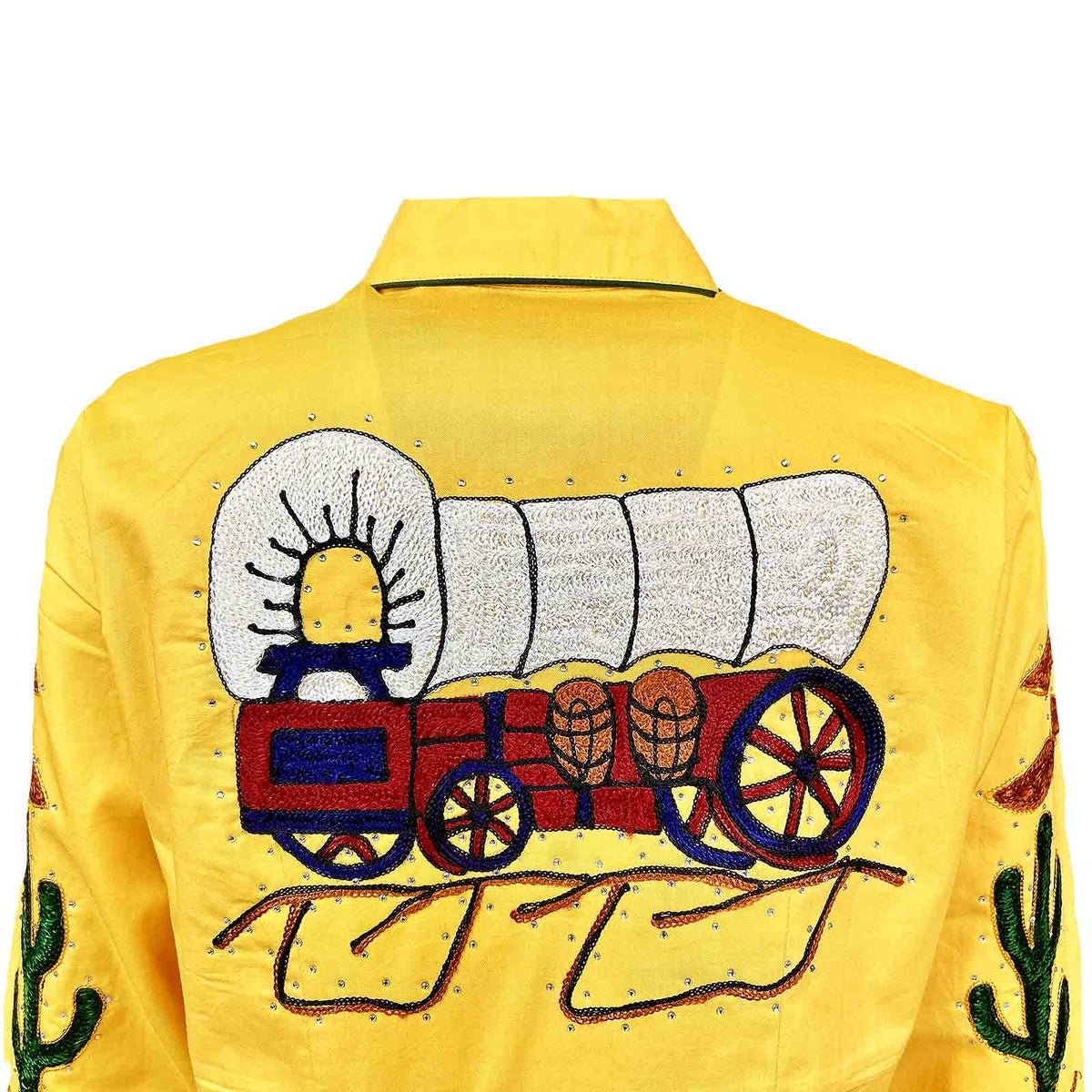 Women's Porter Wagoner Gold Embroidered Western Shirt by Rockmount Ranch Wear with vintage cactus fringe