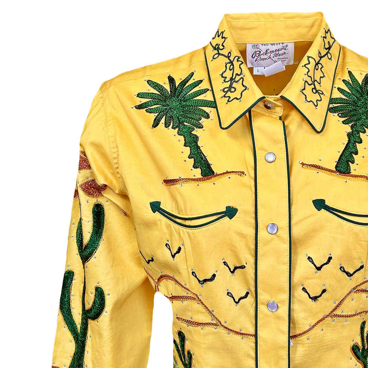 Women's Porter Wagoner Gold Embroidered Western Shirt by Rockmount Ranch Wear, vintage cactus fringe