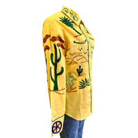 Women's Porter Wagoner Gold Embroidered Western Shirt by Rockmount Ranch Wear, vintage fringe and cactus floral embroidery