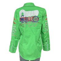 Women's Green Porter Wagoner Embroidered Western Shirt by Rockmount Ranch Wear with hand chenille embroidery