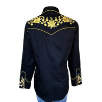 Women vintage western shirt by Rockmount Ranch Wear, floral embroidered western wear with contrast piping