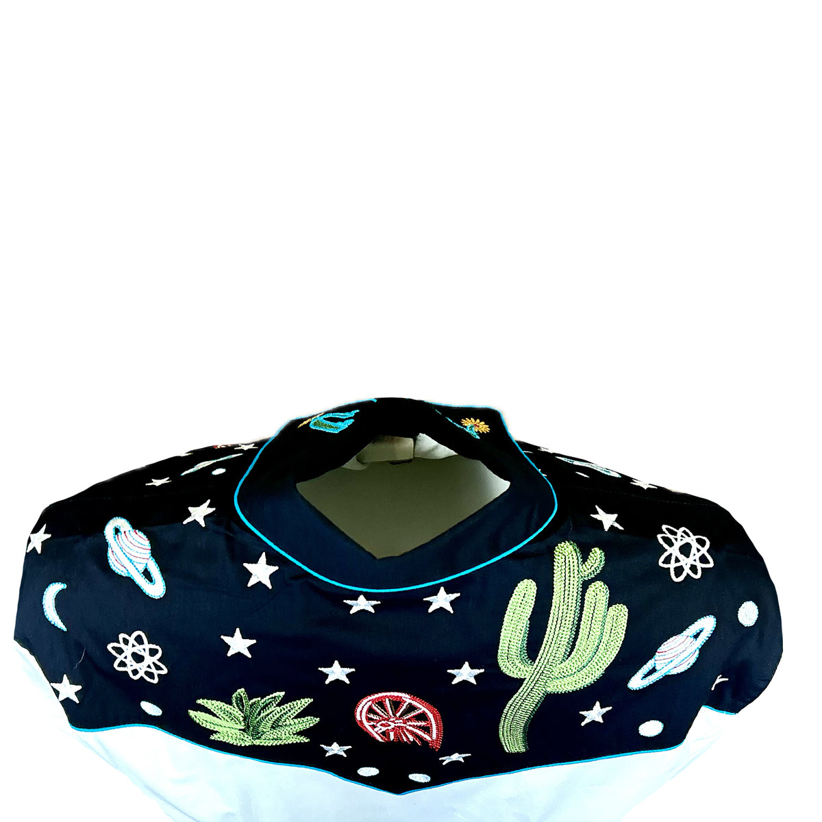 Women's Vintage Black Cactus & Stars Chain Stitch Embroidered Western Shirt - Rockmount