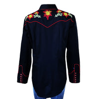 Women's Vintage Black Floral Embroidered Western Shirt by Rockmount Ranch Wear with hand chenille embroidery