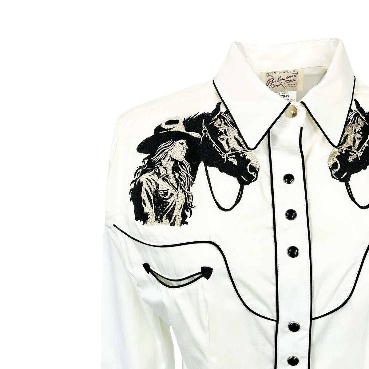 Women’s Ivory Cowgirl & Horse Embroidered Western Shirt - Rockmount