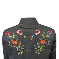 Women's Grey Floral Bouquet Embroidered Western Shirt by Rockmount Ranch Wear with floral embroidery