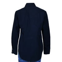 Women's Classic Pima Cotton Solid Black Western Shirt by Rockmount Ranch Wear with diamond snaps and sawtooth pockets