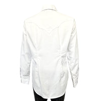 Women27s Classic Pima Cotton Solid White Western Shirt by Rockmount Ranch Wear, diamond snaps