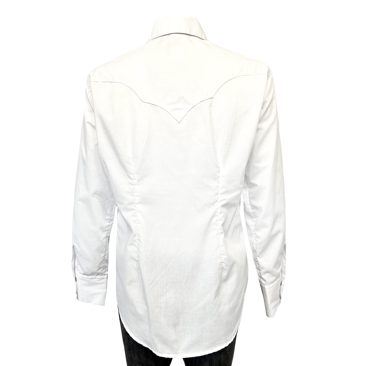 Women27s Classic Pima Cotton Solid White Western Shirt by Rockmount Ranch Wear, diamond snaps