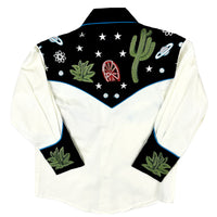 Kid's Vintage Black Cactus Stars Chain Stitch Embroidered Western Shirt by Rockmount Ranch Wear