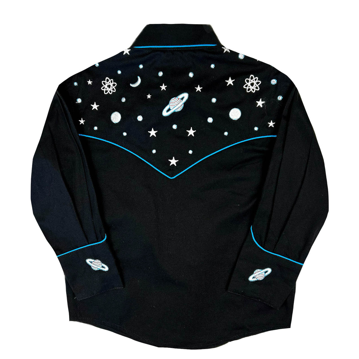 Kids Black Out of This World Embroidered Western Shirt by Rockmount Ranch Wear, vintage western shirt with embroidered celestial print
