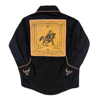 Kid's Black Embroidery and Applique Western Shirt by Rockmount Ranch Wear with embroidered western shirt panel