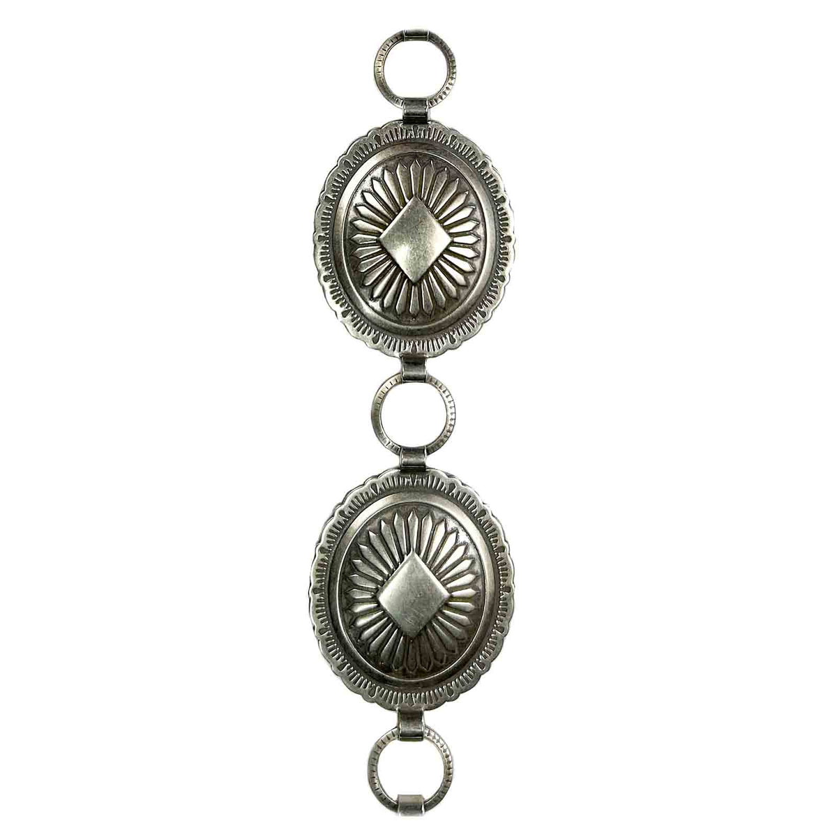 Sunwest Silver Oval Concho Belt Small by Rockmount Ranch Wear, silver oval conchos on a belt