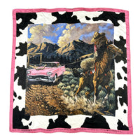 Buffalo Bill Scarf Pop Goes West by Rockmount Ranch Wear in vintage floral fringe with embroidered western art