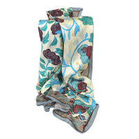 Limited-Edition Floral and Swallow Silk Scarf by Buffalo Bill from Rockmount Ranch Wear, vintage 100 silk