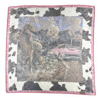 Buffalo Bill Scarf Pop Goes West by Rockmount Ranch Wear, vintage silk jacquard weave with fringe edges