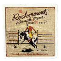 Rockmount Bronc Western Marble Coaster by Rockmount Ranch Wear, vintage marble coaster with felt backing