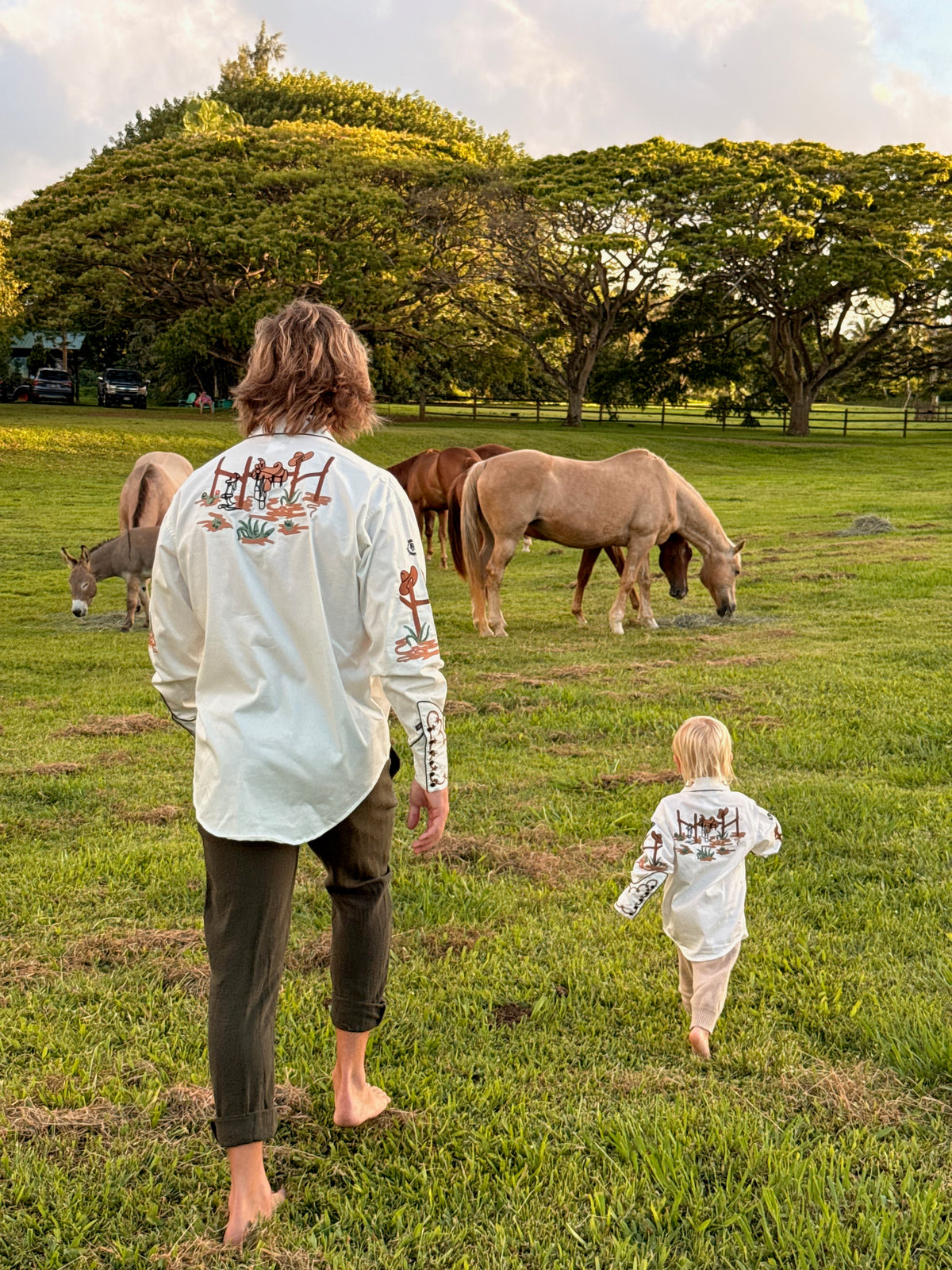 Kid's Ivory Cactus Cowboy Boots Embroidered Western Shirt by Rockmount Ranch Wear with chenille embroidery