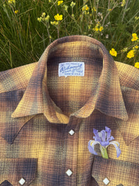 Men's Toast Plush Flannel Plaid Western Shirt by Rockmount Ranch Wear in vintage plaid flannel with sawtooth pocket