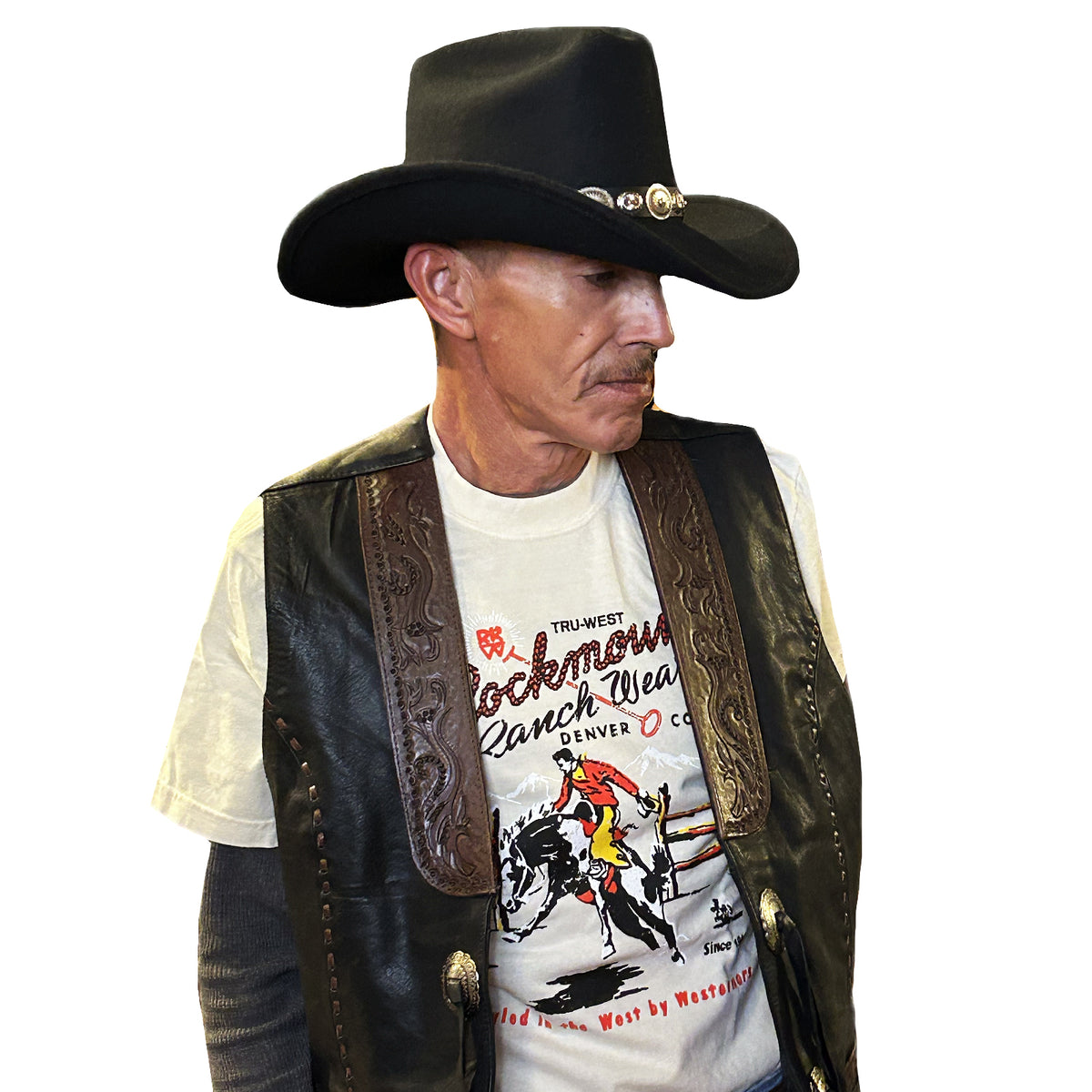 Crushable Black Felt Concho Western Hat - Rockmount