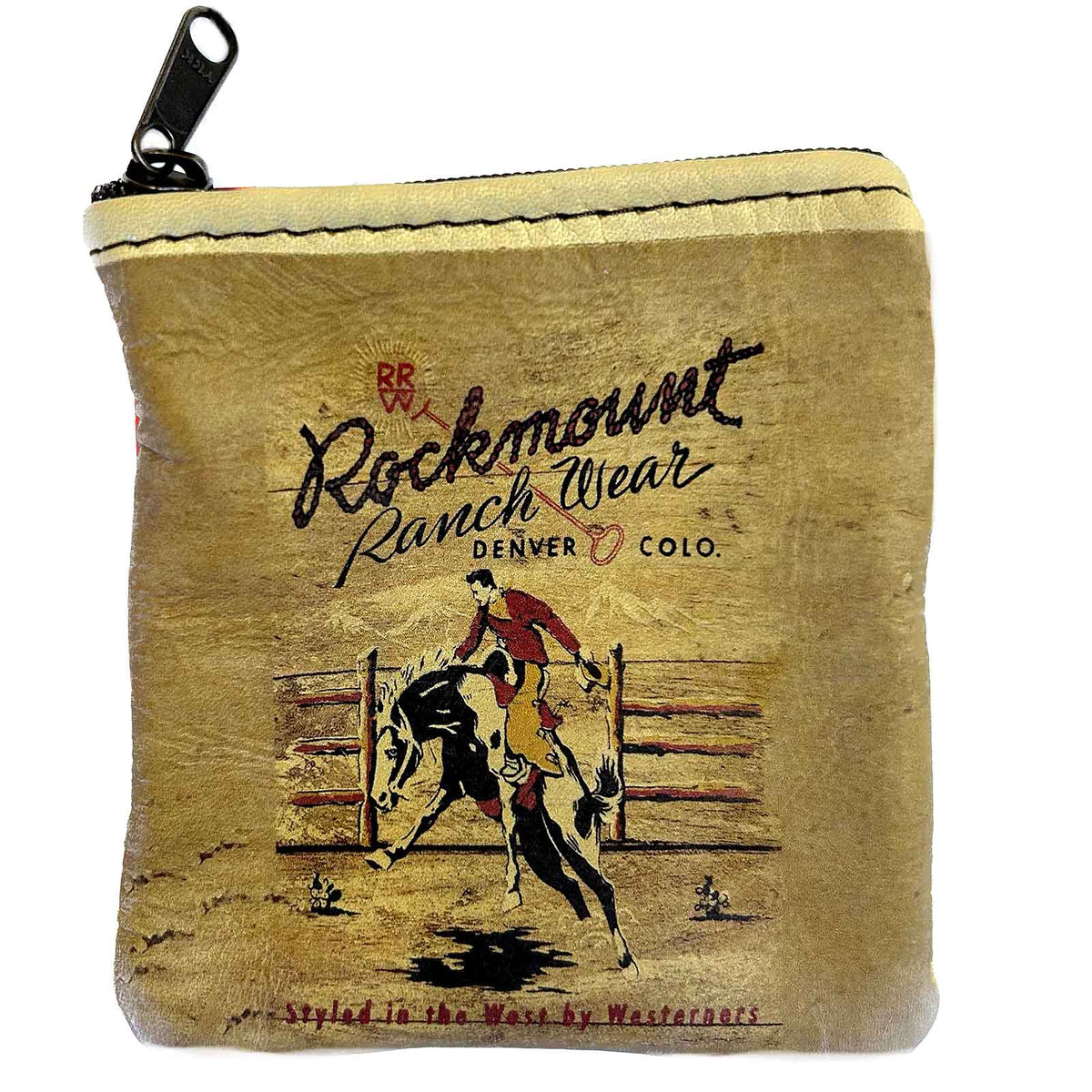 Rockmount Bronc Leather Western Coin Purse with Brown Back by Rockmount Ranch Wear, leather coin purse