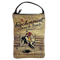 Rockmount Bronc Leather Western Purse with Red Back by Rockmount Ranch Wear, vintage leather western purse