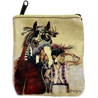 Plateau Pony Prince Leather Western Coin Purse by Rockmount Ranch Wear, vintage illustrated leather coin purse