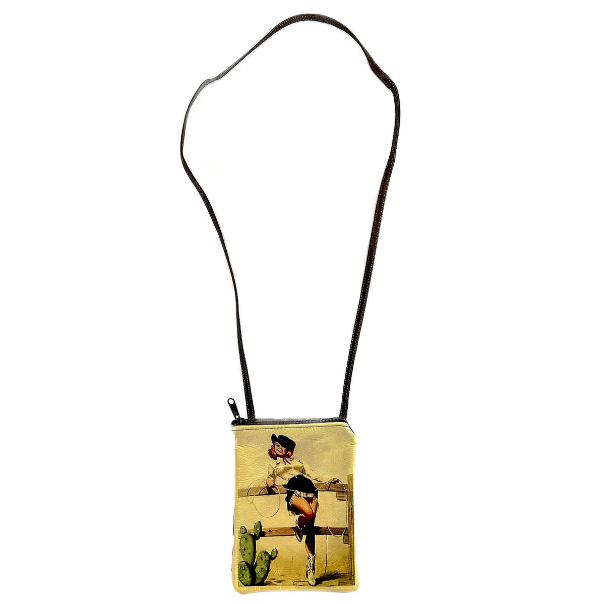 Pin-Up Cowgirl in Boots Leather Western Purse by Rockmount Ranch Wear, genuine leather with Comanche artwork