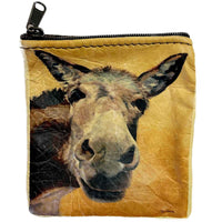 Donkey Rescue Me Leather Western Coin Purse by Rockmount Ranch Wear, genuine leather with cactus print