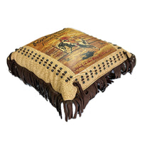 Rockmount Vintage Bronc Leather Fringe Western Pillow by Rockmount Ranch Wear in genuine leather with fringe