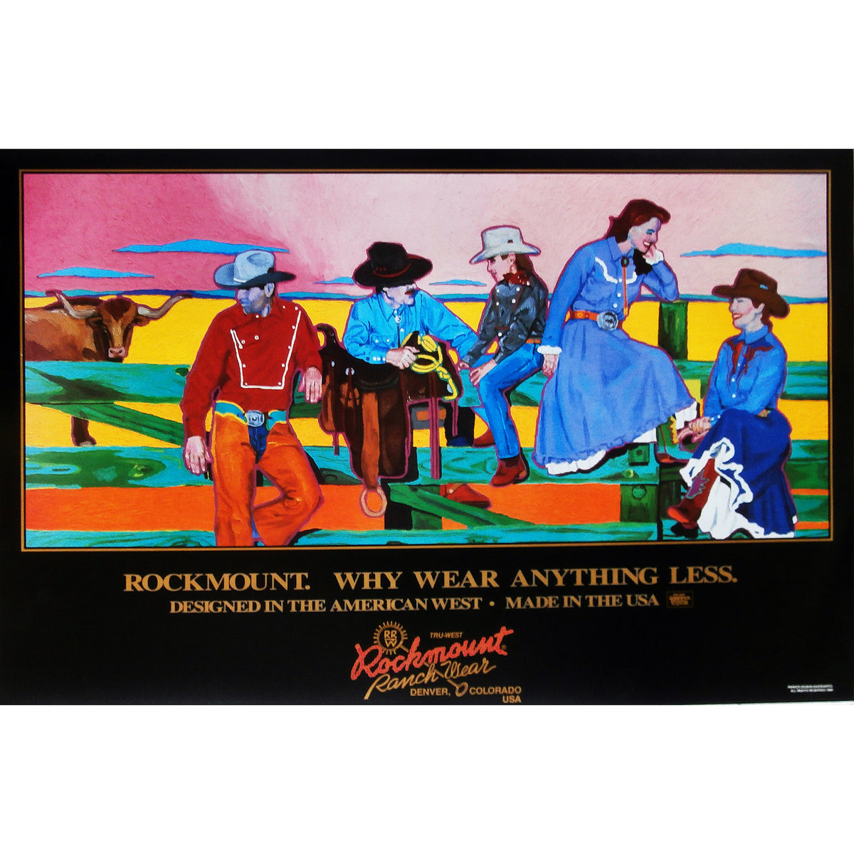 Rockmount Why Wear Anything Less Western Poster by Rockmount Ranch Wear, vintage western wear print for framing