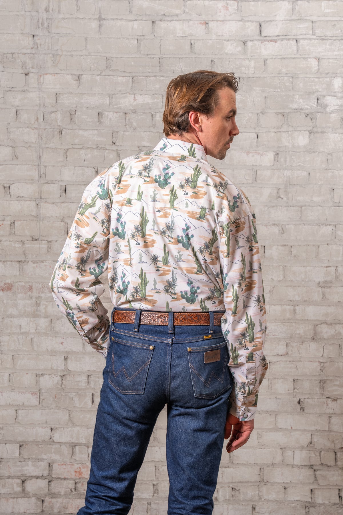 Men's Vintage Desert Cactus Print Western Shirt by Rockmount Ranch Wear with vintage cactus floral print