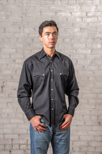 Men's Black Classic Quarter Horse Western Shirt by Rockmount Ranch Wear with embroidered western pockets
