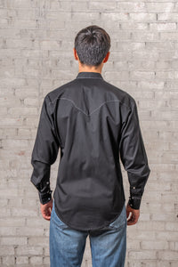 Men's Black Classic Quarter Horse Western Shirt by Rockmount Ranch Wear with embroidered western design and special pockets