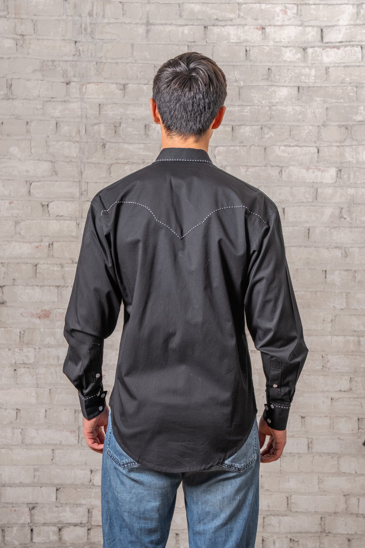 Men's Black Classic Quarter Horse Western Shirt by Rockmount Ranch Wear with embroidered western design and special pockets