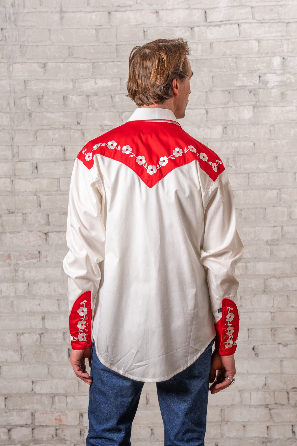 Men's 2-Tone Elvis Loving You Floral Embroidery Western Shirt by Rockmount Ranch Wear, vintage fringe