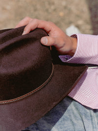 Men's Fine Burgundy Stripe Western Shirt by Rockmount Ranch Wear with diamond snap closure design