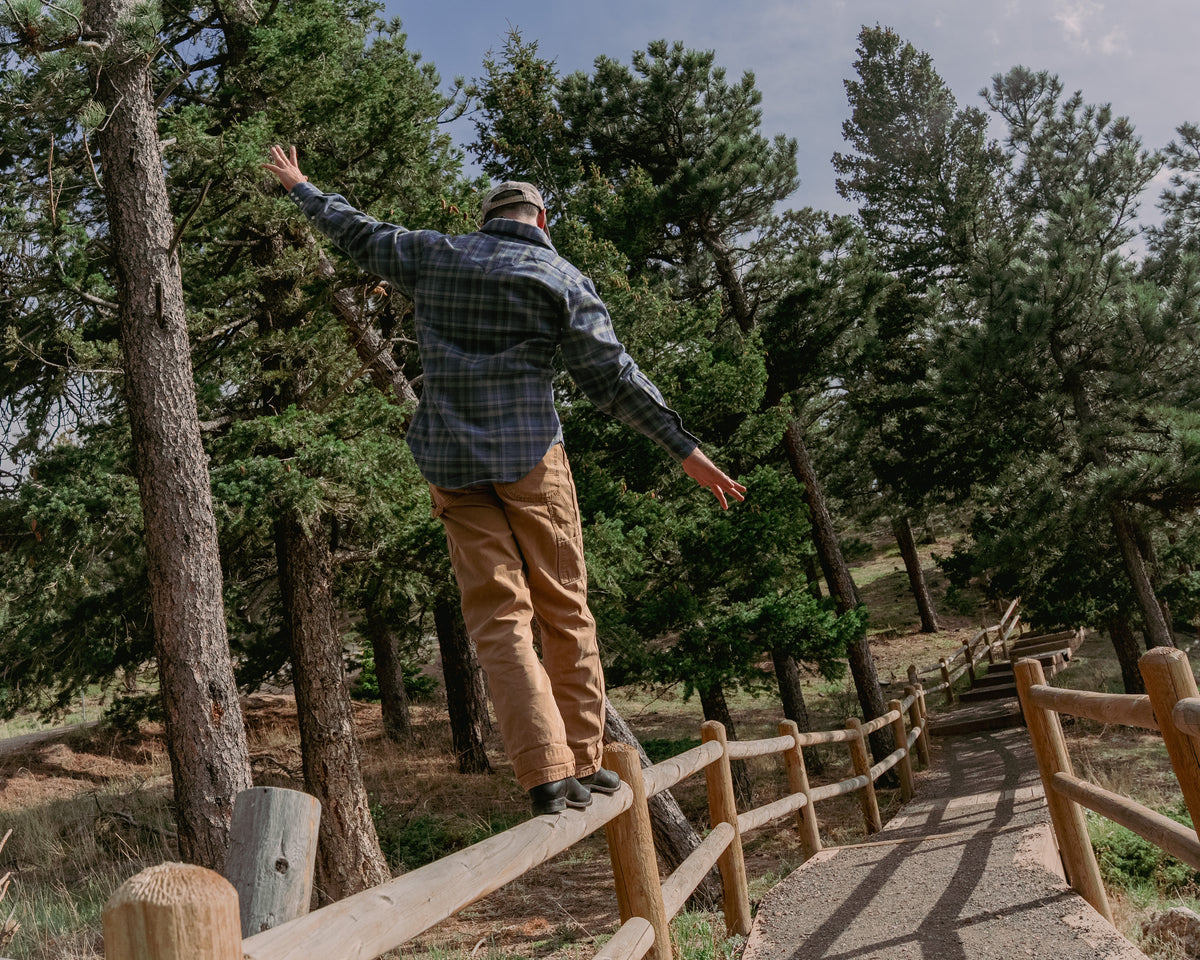 Men's Organic Plush Flannel Blue and Green Plaid Western Shirt by Rockmount Ranch Wear with sawtooth pockets